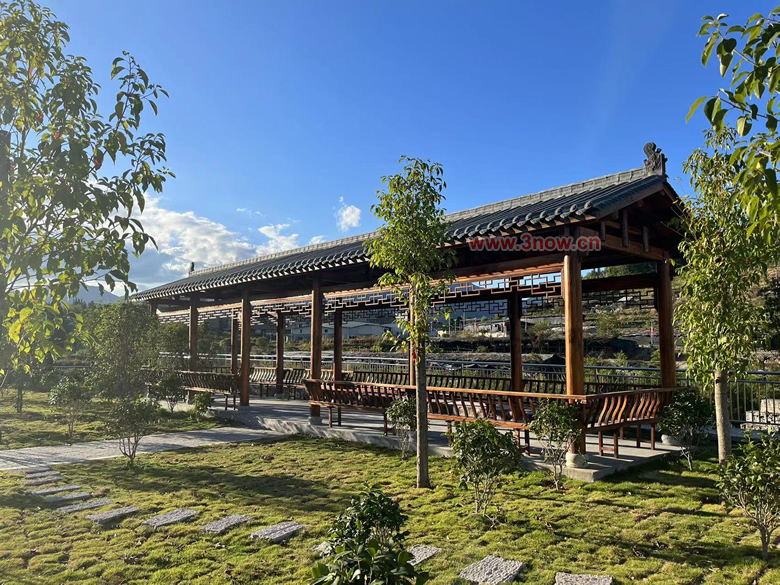 防腐木古建長(zhǎng)廊效果圖